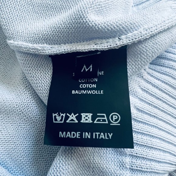 Raf Simons, Men's Cotton Sweater Polo, Light Blue, M - Picture 6 of 10